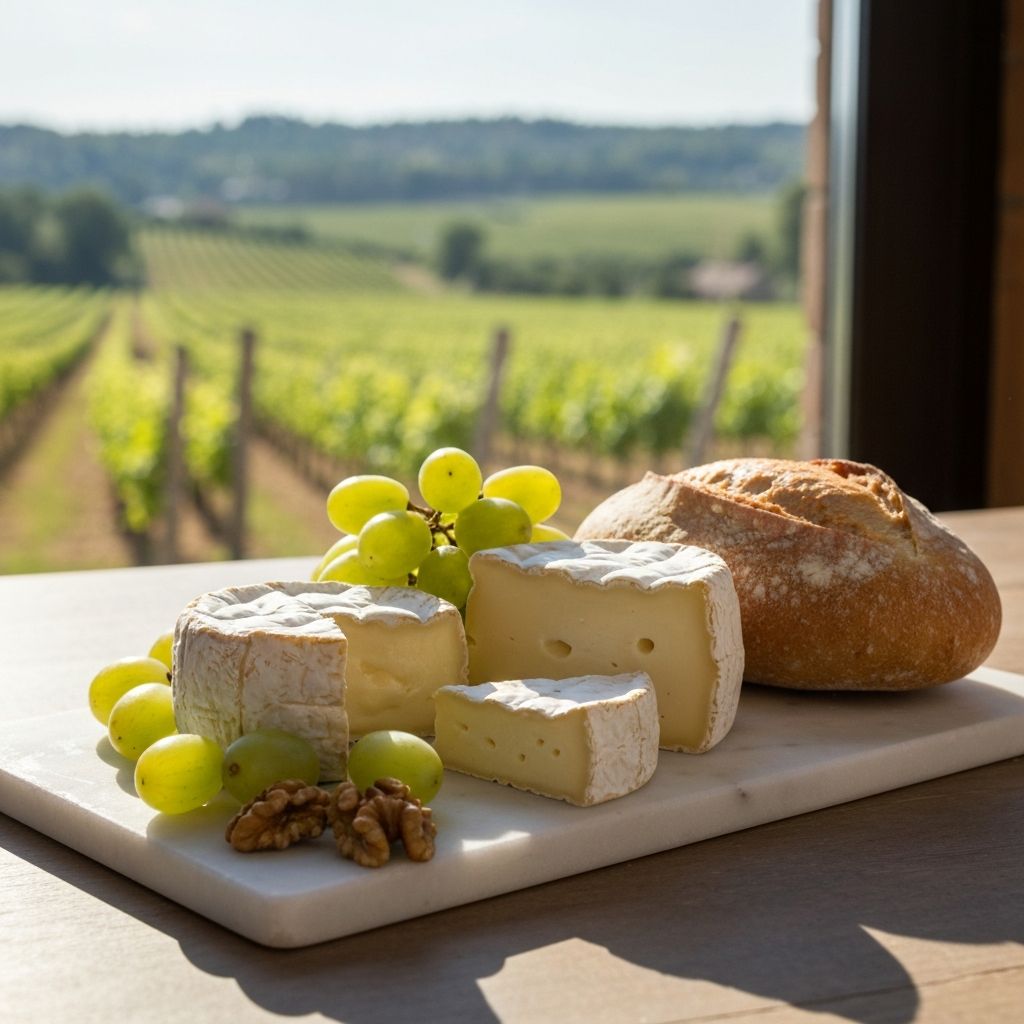 Cheese and fresh bread selection representing French culinary tradition